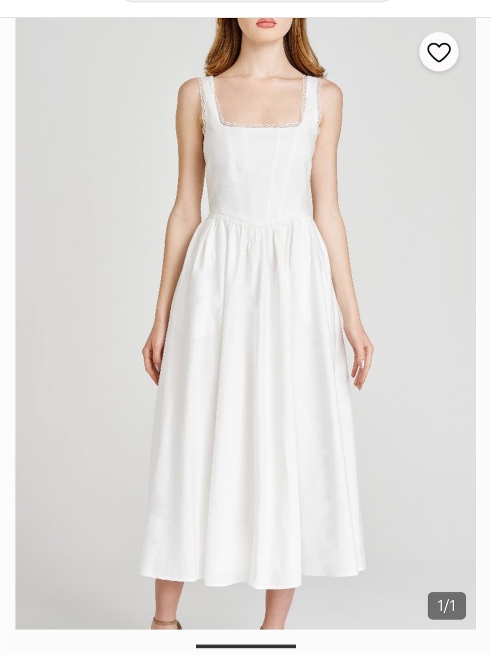 Wayf x Styled by Coco Selene Lace trim white stretch cotton midi dress